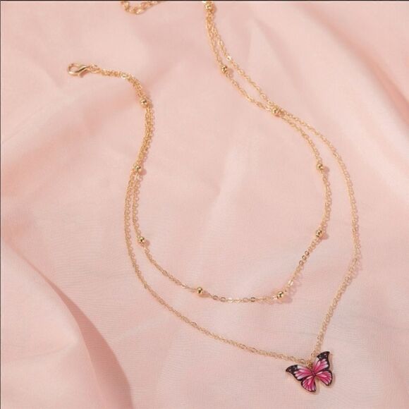 Necklace Butterfly Double layered versatile cute - Picture 2 of 9